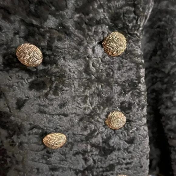 Vintage 1970s Union‑Made Black Fuzzy Peacoat – Double‑Breasted Textured Coat (Si - Picture 10 of 11